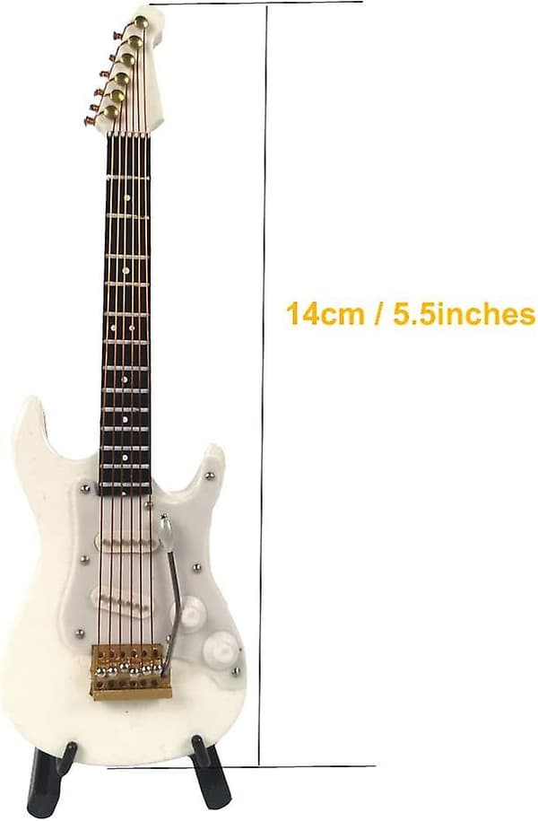 Elektrisk Gitar Ornament Mini Gitarrmodell Festivaldekorasjon Med Stativ (ge34w-14-s)