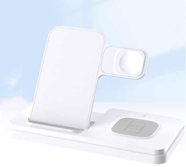 White Induction Charger 3-in-1, 15W Wireless Charger with Foldable
