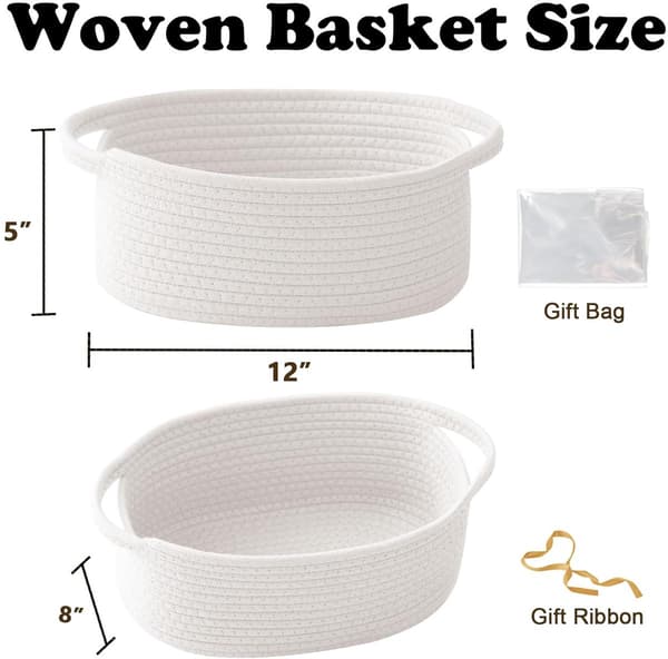 Gift Basket with Gift Bag and Ribbon - Small Woven Rope Storage Shelf - Empty Gift Baskets ...