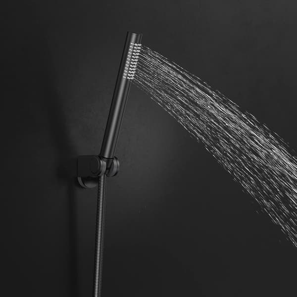 High-Pressure Brass Handheld Shower Head, Water-Saving Shower Head with Easy-Clean Rubber Nozzles, Single-Function Black Shower Head