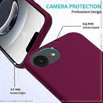 Stöttåligt skal för iPhone 16e, flytande silikon, mjukt foder, baksida, telefonskal - Vinröd Wine Red
