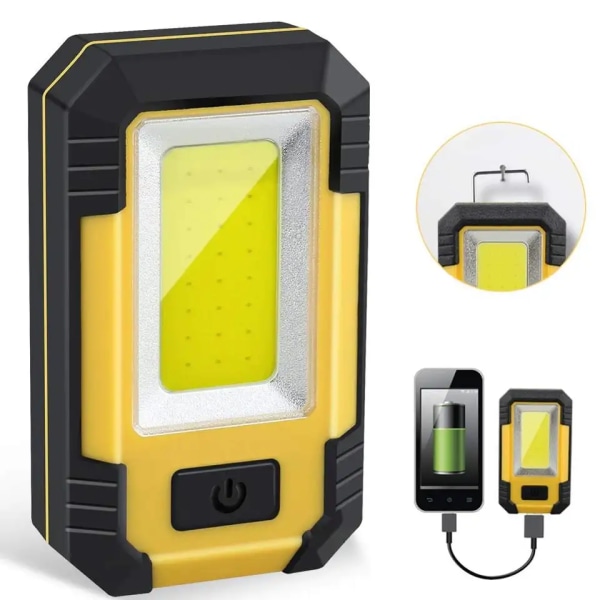 Led arbeidslys Oppladbart magnetisk mekanisk lys Bærbart arbeidslys for campingbilreparasjon 30w 1200 høy lumen lys gul