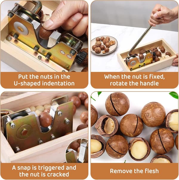 Nutcracker Set for All Nuts, Manual Nutcracker, Walnut Cracker, Walnut Cracker with Handle, Manual Cracker with Wooden Base