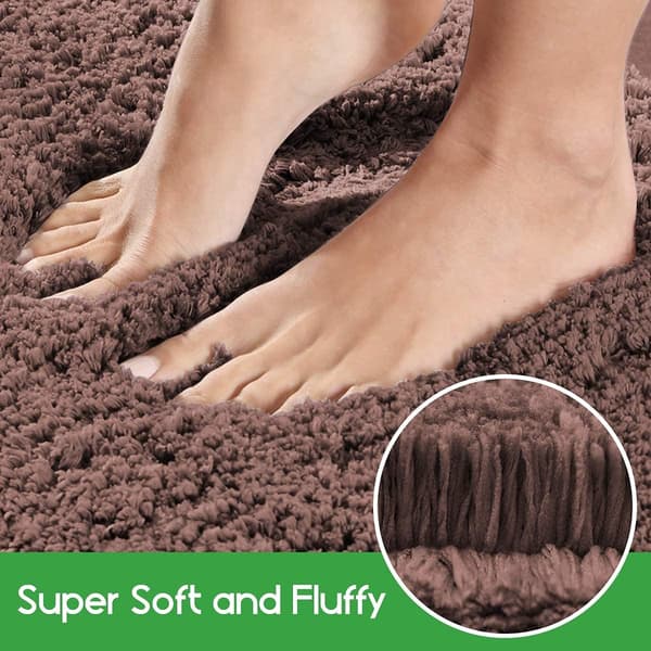 Absorbent Non-Slip Bathroom Mat Bathroom Floor Mat Thick Fluffy Soft Polyester Shower Mat Machine Washable for Kitchen Toilet Shower Exit (50 x 80cm Dark