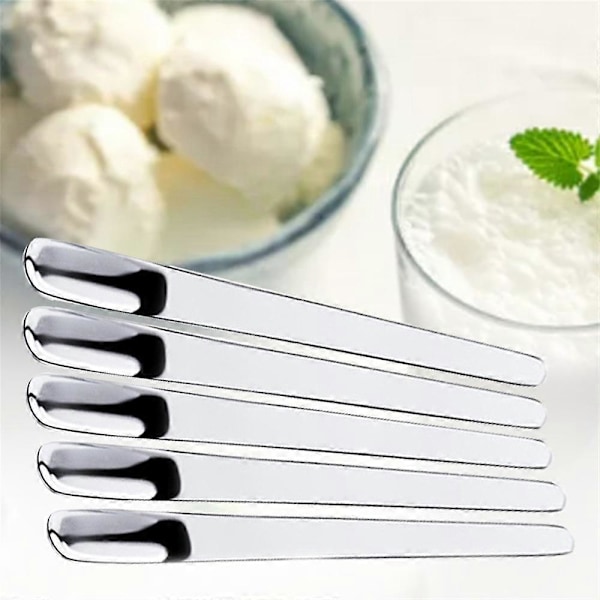 5 stk. Teske Ske Rustfrit Stål Flad Ske Espressoske Dessert Lille Kaffeskefuld Mixer Røreske Kokkeplade 5pcs Black