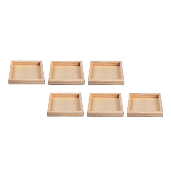Träbrickor Set om 6 st Beige Rektangulära Brickor Designade för Pusselmontering och Organisation
