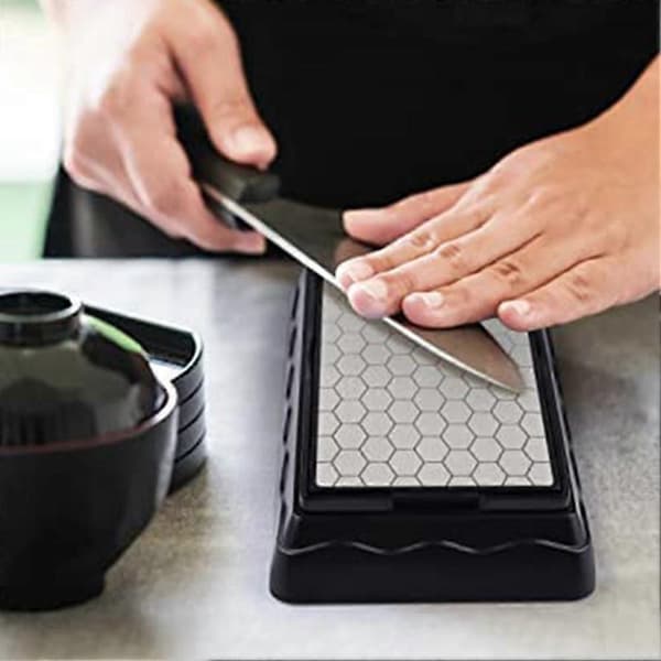 Double-sided Diamond Sharpening Stone, Whetstone with Non-slip Base (400/1000 Grit)