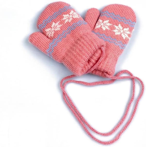 Barn Vinterhandskar Varma Unisex Vantar Stickade Snöflingor med N
