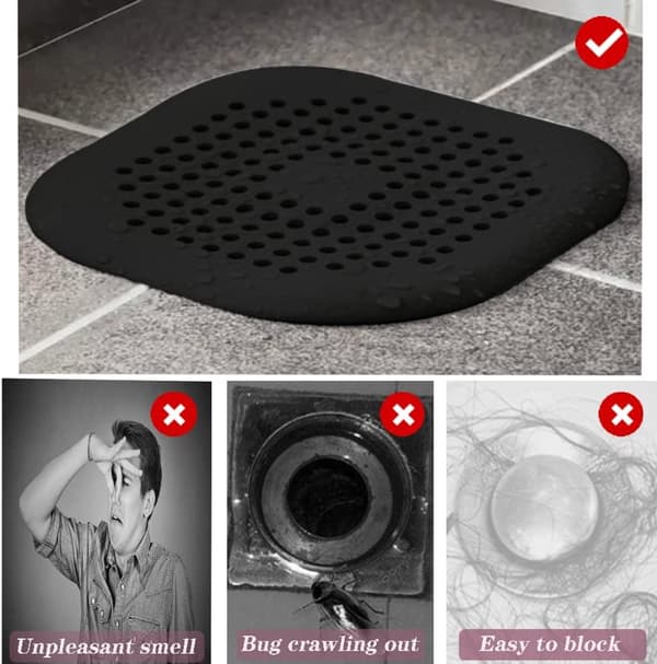 2-pack Silicone Drain Cover - Sink Filter w/ Suction Cup - Bathtub Drain Strainer