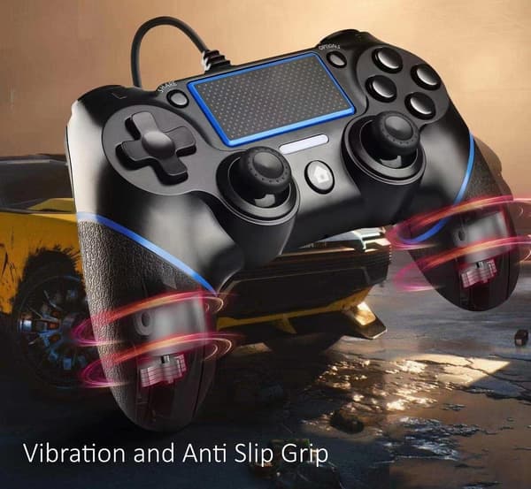 Kablet gamingcontroller til PS-4/Pro/Slim/PC(Win7/8/10)/Laptop, USB-tilsluttet gamingcontroller med vibration og skridsikkert greb, ergonomisk