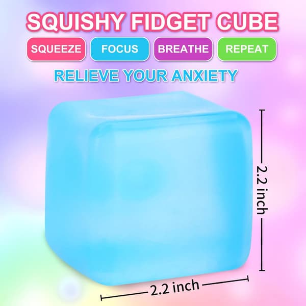 wxsp 4-pak Stress Cube Sensorisk Fidget-legetøj til angstlindring, langsomt stigende Fidget Cube Klemmelegetøj, Squishy Cube fyldt med tyk