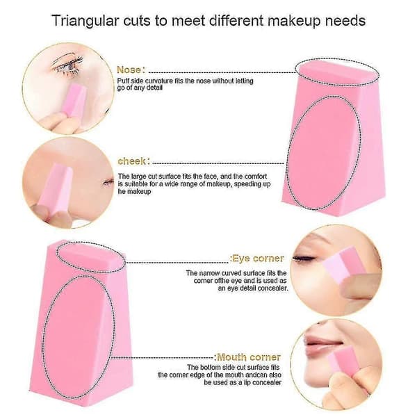 48 stk. makeupsvampe til ansigtskurveblanding, latexfri, lille kile