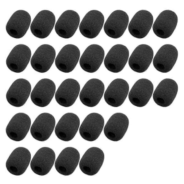 30-pack Foam Microphone Windscreen, Mini Size Lapel Headset Microphone Foam Cover for Headset Microphone