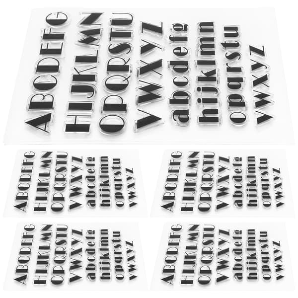 5 Pcs Transparent TPR DIY Journal Scrapbooking Alphabet Rubber Stamps Set 52 Uppercase Lowercase