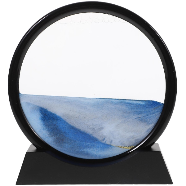 Landskap kvikksand maleri 3d sand kunst flytende bevegelsesdekor 3d sand kunst timeglass blå19X18cm Blue 19X18cm