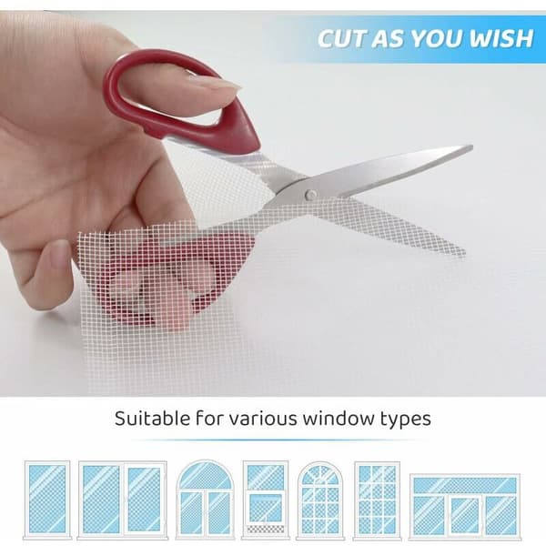1 pc 300x120cm Window Screen against Mosquitoes, Adjustable Window Screen Roll, White Fiberglass Fabric, Fireproof, Durable, Mesh