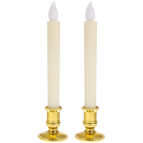 2 st Flameless Led Taper Candle Vägglampa Elektriskt fönster Ljus Ljusstake Glödlampor Elektriska C Golden 21x2.2cm