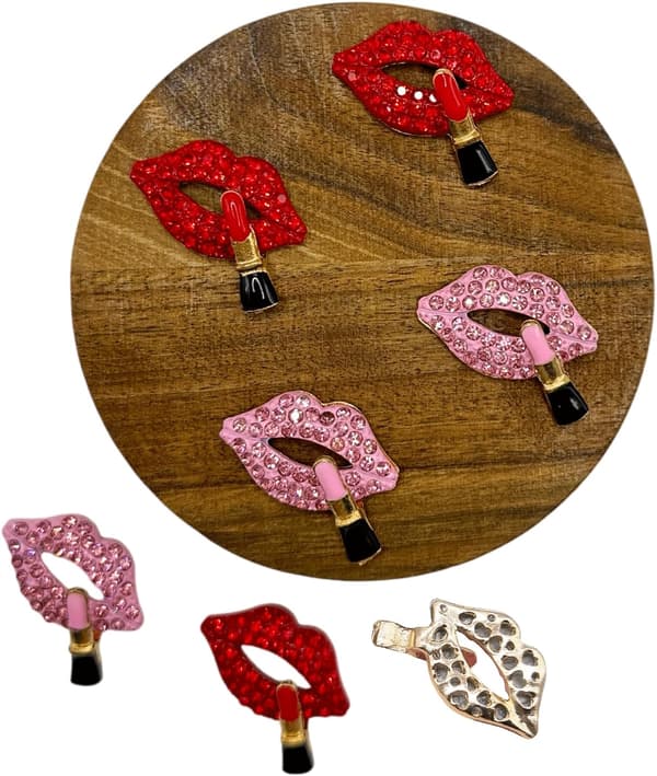 10 STK Røde Lepper Rhinestone Pynt 10 STK Rød