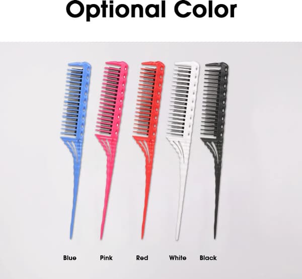 3-row teasing comb, detangling brush, rat tail comb, adds volume, backcombing, hairdressing combs