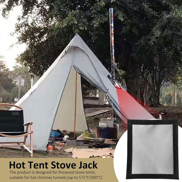 Hot Tent Stove Jack, 9 \" x 7.8 \" Square High Flame Retardant Gran