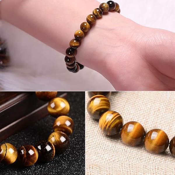 2-delt armbånd i tigerøye, 8 mm + 12 mm, edelstensperle, energi