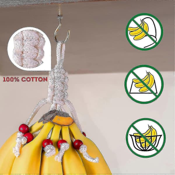 Veggie Banana Hammock Fruit Holder Net, Macrame Fruit Hammock for Kitchen Under Cabinet