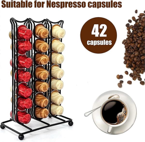 Coffee Pod Holder 42 Capacity Vertical Coffee Capsule Organizer for Kitchen Counter and Office