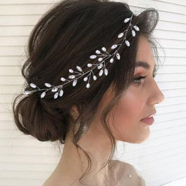 Perle Rhinestone Hårvin Håndlavet Bryllupshår Tilbehør til Brude med Letvægtsdesign