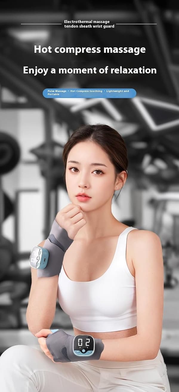 Brand New Intelligent Wrist Massager with Heating Function, LED Digital Display, 5 Modes, Magnetic Detachable Control, Temperature Adjustment Function