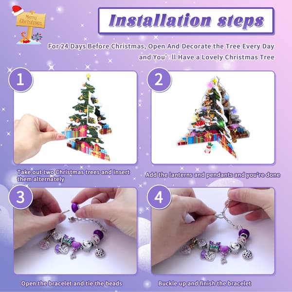 24-facks jul pärlarmband presentförpackning blind box DIY smycken present nedräkningskalender advent