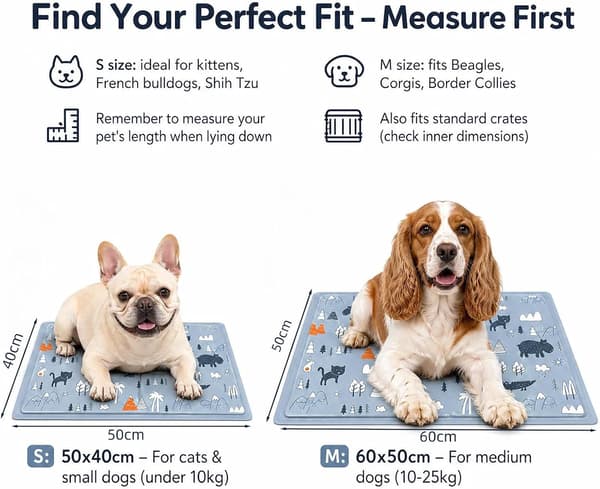Kølemåtte til hunde og katte, lavet af issilke, perfekt til kæledyr om sommeren (40 × 50 / Grå)