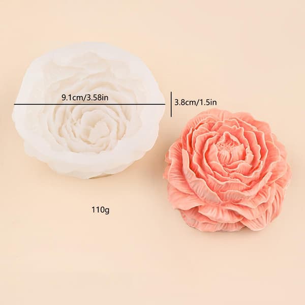 3D Pæon Blomst Silikoneforme Sæt, 3 Størrelser, til Lysfremstilling, Sæbe, Harpiks Håndværk