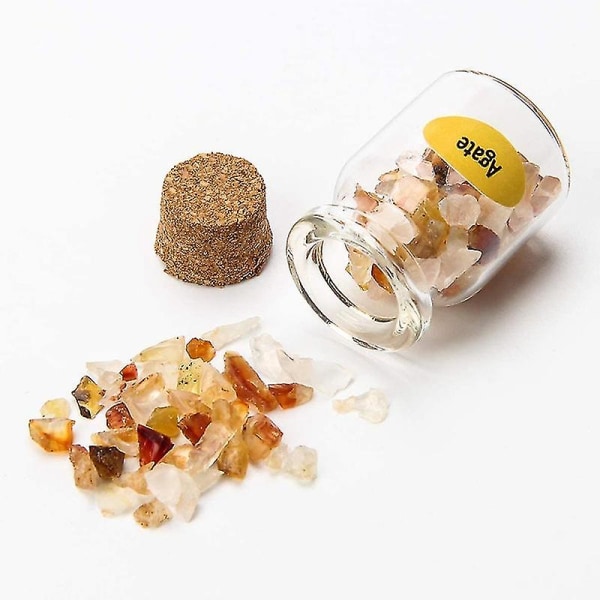 10 Mini Krystallstein-Chipflasker Tumbled Edelsten Ønskeflaske