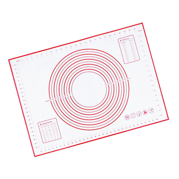 Silikon Bakematte med Målinger, Ikke-Klebbende Bakeunderlag, Kjøkkenverktøy for Cookies, Pizza, Bakverk (Rød) Rød 40*30cm Red 40*30cm