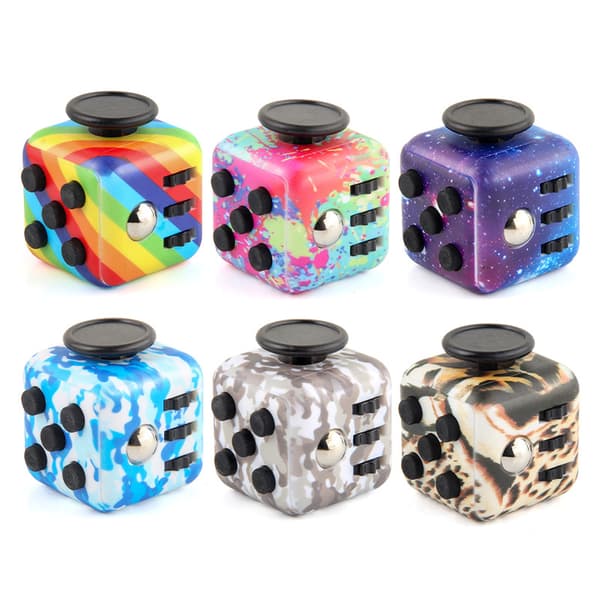 6-pak Anti-Stress Fidget Cube Legetøj til voksne og børn, Angstlindrende Sensorisk Fidget Cube-FF-