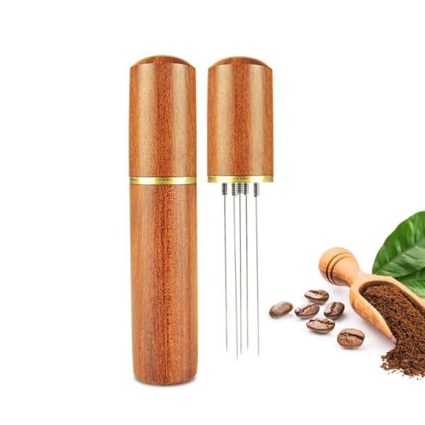 Mini Kaffestirre Espresso-nål Kaffestamper med Stativ 6 Tænder 304 Rustfrit Stål Kaffestirrefordeler Espresso-agitator