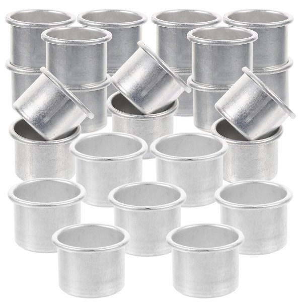 50 st metallljusinsatser Ljusstakehållare Cup Aluminium Metall Ljuskoppar LjustillbehörSilver2,7X2,7X1,9CM Silver 2.7X2.7X1.9CM
