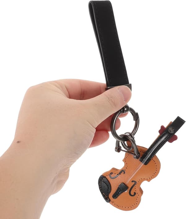 Elgitarr Nyckelring för män och kvinnor, fint utformad lättviktig konstläder metall mini nyckelhållare