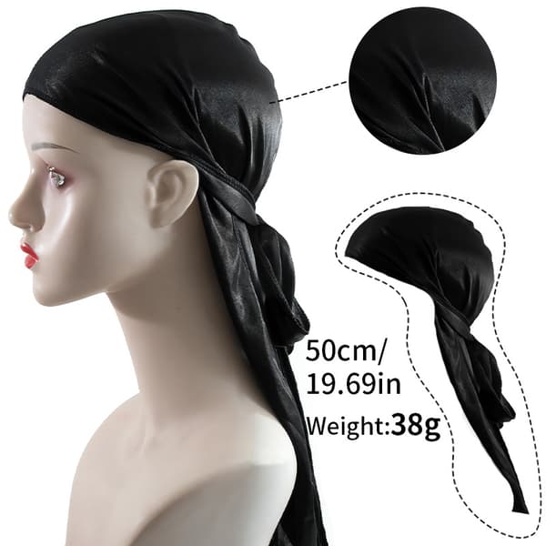 Simulert Silke Lang Hale Bandana Hatt Snøring Lang Hale Hatt (Hvit)