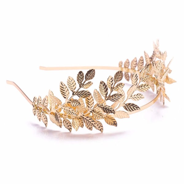 Bridal Leaf Leaf Crown Pannband Brud Tiara Gold Leaf huvudstycke för Bröllopsbal Festival Brudtärna Håraccessoarer (Guld)