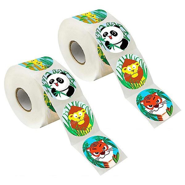 2 Roll Creative Diy Animal Stickers Adorable Cartoon Adhesive Labels Kids Paste For Decoration (500p