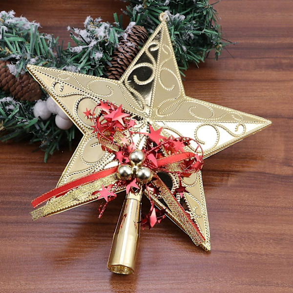 Plastjulgrans Topp Julstjärna Dekoration Julgrans Toppar För Julgran Vintersemester Heminredning 20cm (guld)