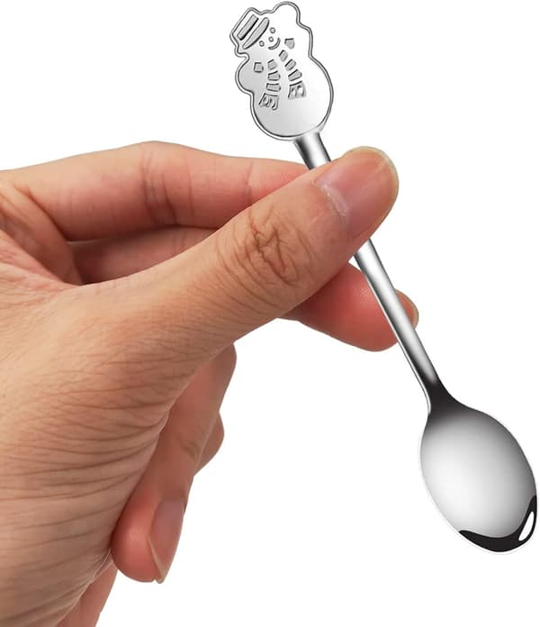 Skeer i rustfrit stål sæt kaffe dessert teskeer jul metalskeer sæt 8 dele med jule-snørepose