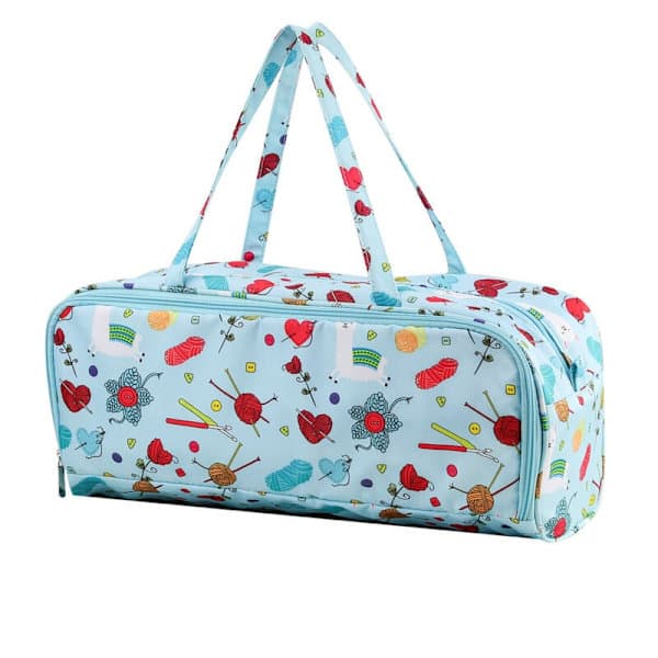 Crochet Wool Storage Bag, Blue Patterned 600D Oxford Fabric Storage Bag