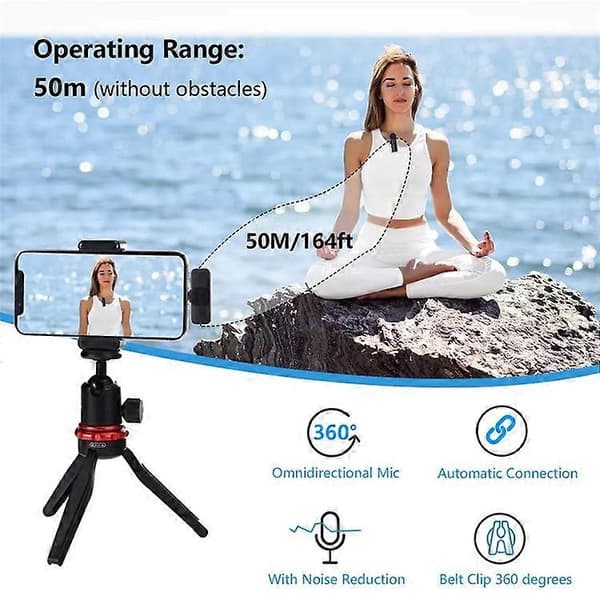 BOYA BY-V20 2.4Ghz Wireless Lavalier Microphones USB-C Mini Video Recording Microphone with 2 Transmitters + 1 Receiver