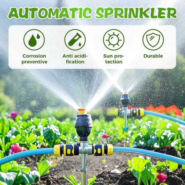 360° Rotating Garden Sprinkler - Water Sprinkler with 10-24m Coverage, Adjustable for Lawn, Crops, and Dust Control (Blue)