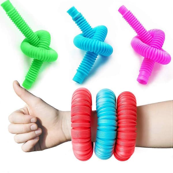 Fidget Pop Tube Leksaker för Barn och Vuxna Pop Flerfärgade Rör Sensorisk Leksak - 4-pack