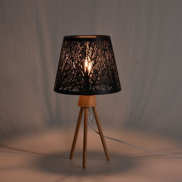 Clip-on Lampshade for Bulb, Metal Lampshade with Pattern for Table Wall Lamp Black