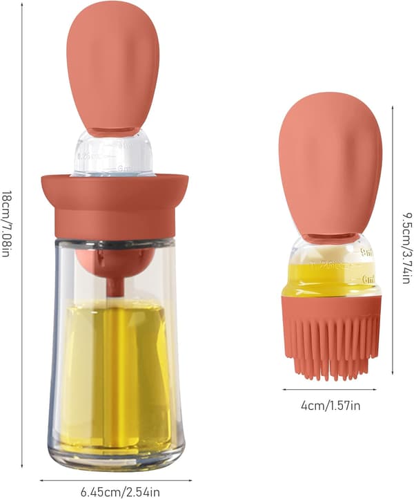 wxsp 180 ml tyk glasoliedispenser med silikonebørste - justerbar sprøjtedyse til madlavning, bagning, grillning, airfrying
