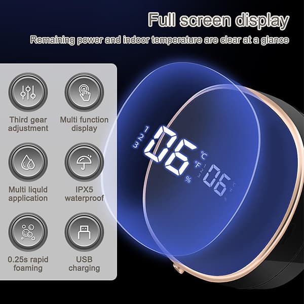 Automatic Soap Dispenser, Contactless and Hands-Free Automatic Foam Dispenser for Kitchen and Bathroom, Wall-Mounted and Rechargeable Electric.